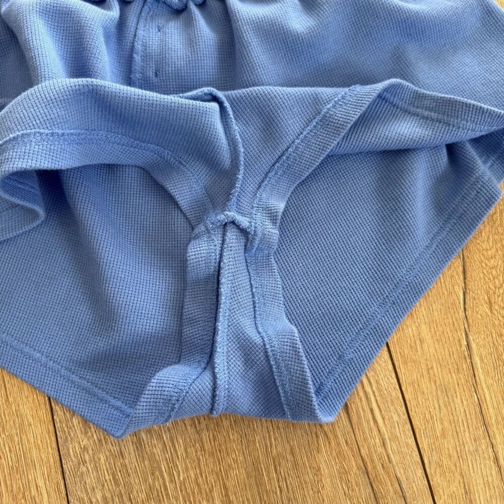 Anthropologie Blue Waffle Knit Eyelet Lace Ruffle‎ Sweatshirt Shorts Set Size XS - Picture 13 of 15